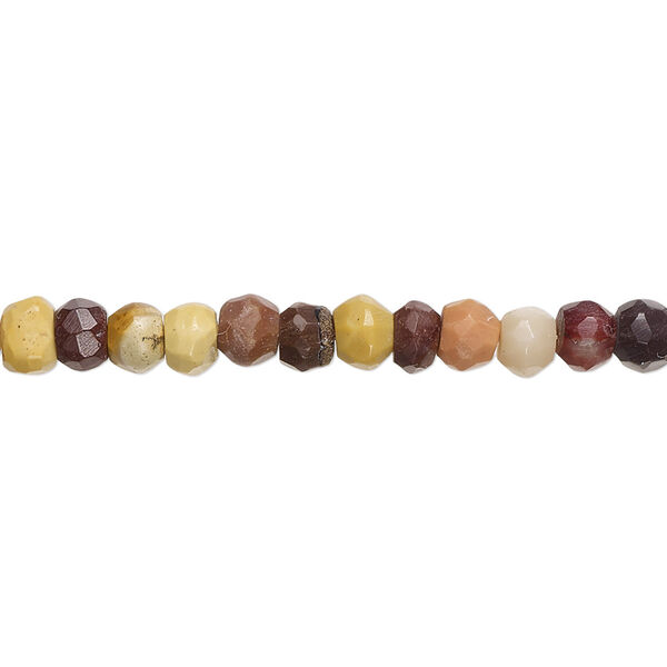 Moukaite jasper 1pkg1, hand-cut faceted rondelle bead natural 17 inch graduated 4x2mm-6x4mm image number 0