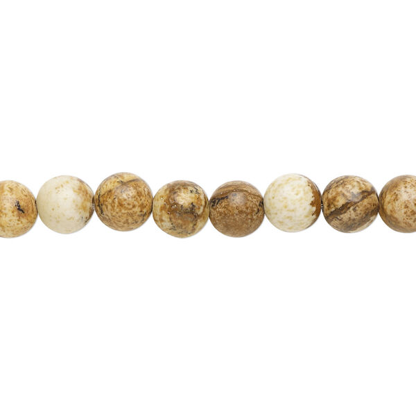 Picture jasper 1pkg1, round bead natural 15.5-16 inch 6mm image number 0