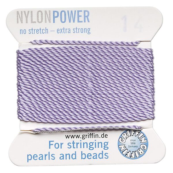 Thread, Griffin, nylon, lilac, size #14. Sold per 2-meter card (approximately 78 inches). image number 0