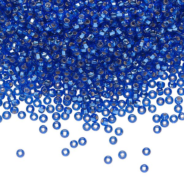 Seed bead, Preciosa Ornela Czech glass, pkg/500g, #11 rocaille, transparent silver-lined light blue, (37050). image number 0