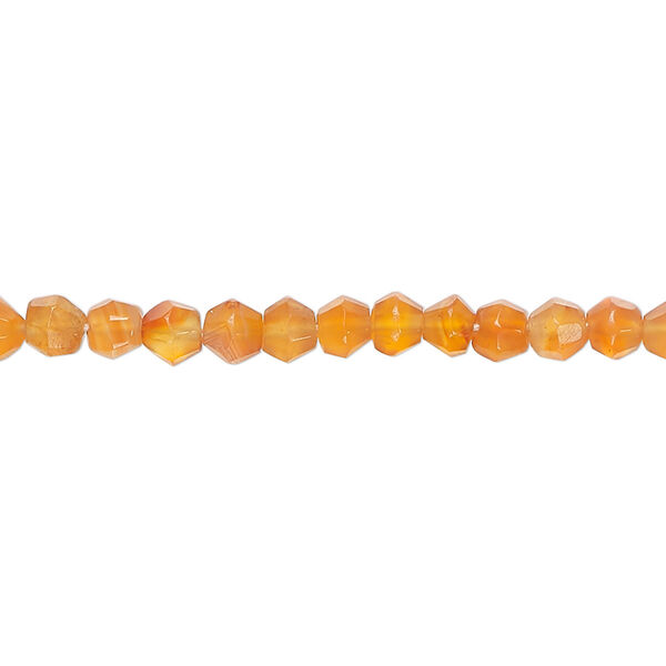 Carnelian 1pkg1, hand-cut faceted bicone bead 15 inch 4-5mm image number 0