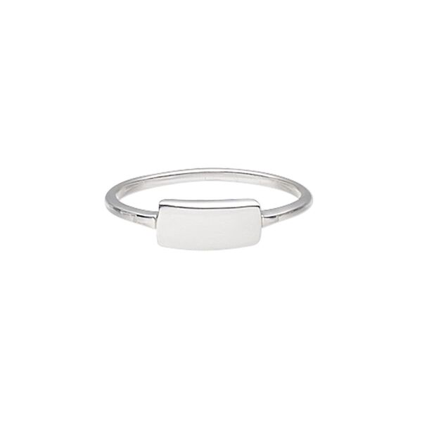 Ring, sterling silver, 1.5mm wide band with 10x5mm blank plate, size 9. Sold individually. image number 0