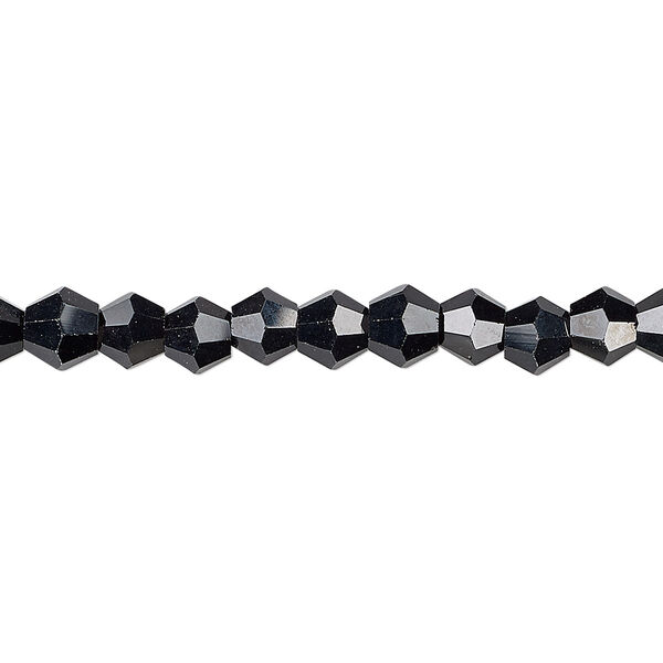 Bead 1pk opaque black, Celestial Crystal® 6mm bicone 15.5-16 inch image number 0