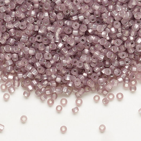 Seed bead, Dyna-Mites™, glass, pkg/40g, #11 round, translucent silver-lined matte lilac, (70MA:SR 11/0 SR). image number 0