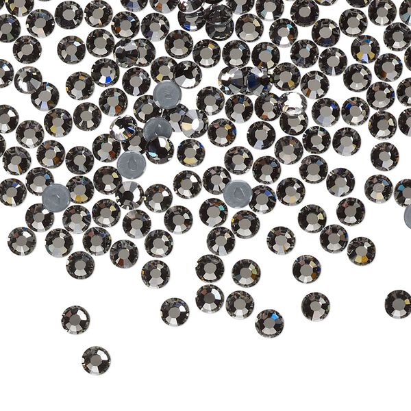 Flat back, Dance With Me™ crystal hotfix rhinestone, black diamond, foil back, 3-3.2mm rose, SS12. Sold per pkg of 144 (1 gross). image number 0