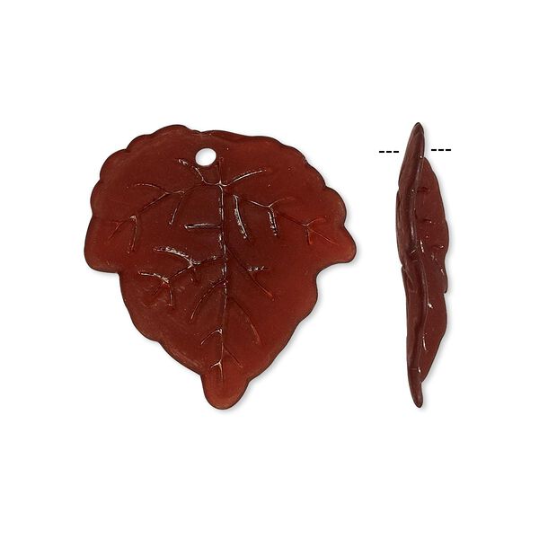 Drop, acrylic, frosted dark brown, 24x23mm leaf. Sold per pkg of 100. image number 0