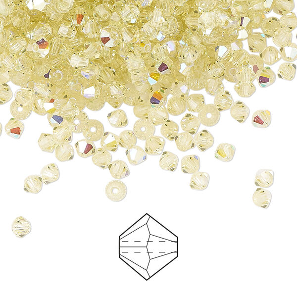 Bead 1440pk jonquil AB, Preciosa Czech crystal 3mm bicone image number 0