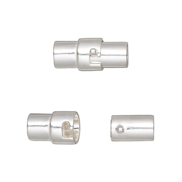 Clasp, magnetic, sterling silver, 17.5x8mm round tube with glue-in ends. Sold individually. image number 0