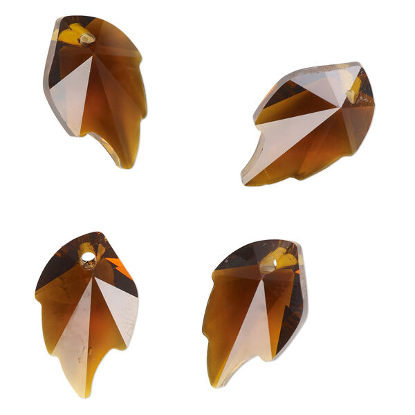 Drop 4pk transparent topaz, Celestial Crystal® 25x15.5mm leaf image number 0