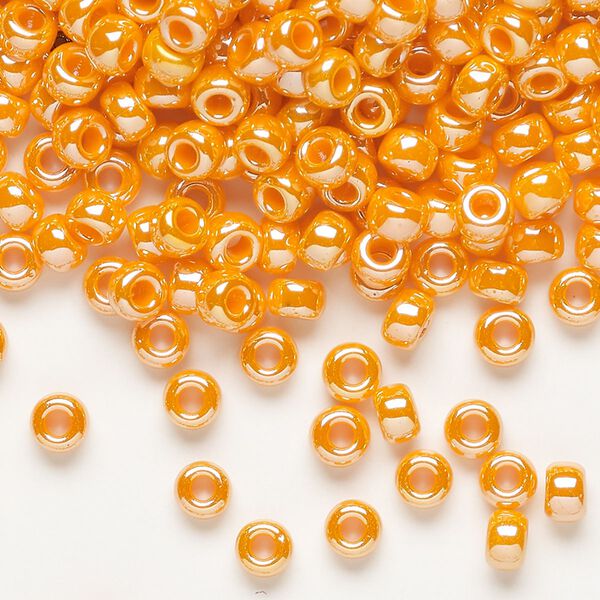 Seed bead, Miyuki, glass, pkg/250g, #6 rocaille, opaque luster mandarin orange, (RR-423). image number 0
