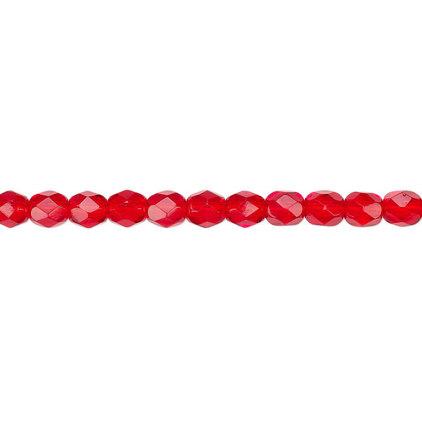 Bead, Czech fire-polished glass, light red, 4mm faceted round. Sold per pkg of 1,200 (1 mass). image number 0
