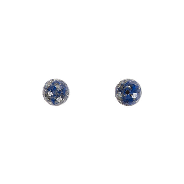 Lapis lazuli 1pkg2, hand-cut half-drilled faceted round bead natural 6mm image number 0