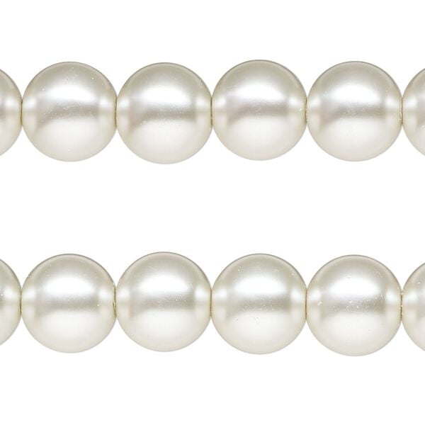 Bead, glass pearl, silver-white, 10mm round. Sold per pkg of pkg of (2) 15-1/2" to 16" strands. image number 0