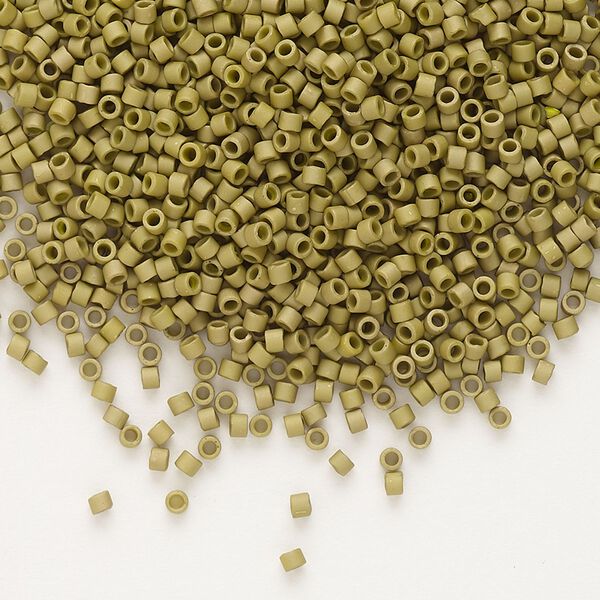 Seed bead, Delica®, glass, pkg/7.5g, #11 round, opaque matte gold luster golden olive (DB-0371). image number 0
