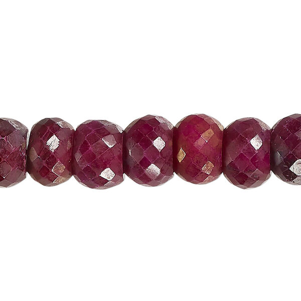 Indian ruby 1pkg1, hand-cut faceted rondelle bead 14 inch 8x5mm-10x8mm image number 0