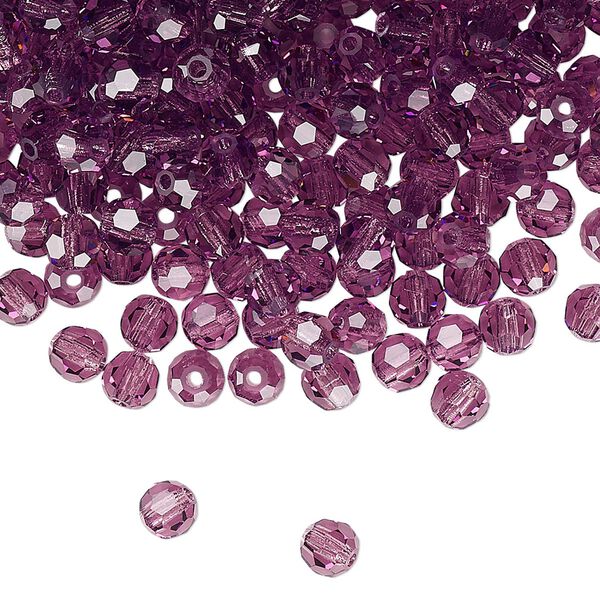 Bead 24pk amethyst, Preciosa Czech crystal 4mm round image number 0
