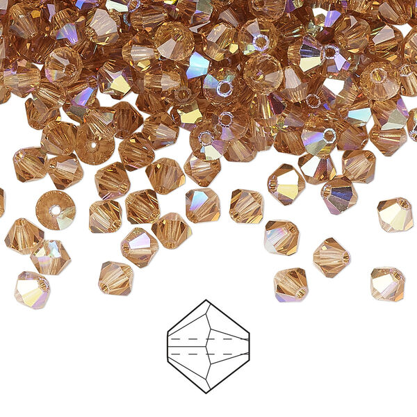 Bead 720pk light Colorado topaz AB, Preciosa Czech crystal 4mm bicone image number 0