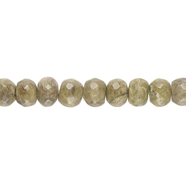 Epidote 1pkg1, hand-cut faceted rondelle bead natural 14 inch 6x5mm-8x6mm image number 0