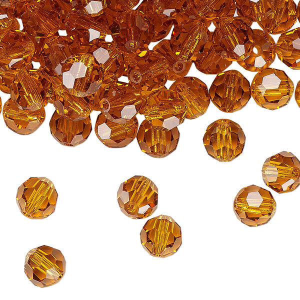 Bead 144pk topaz, Preciosa Czech crystal 6mm round image number 0