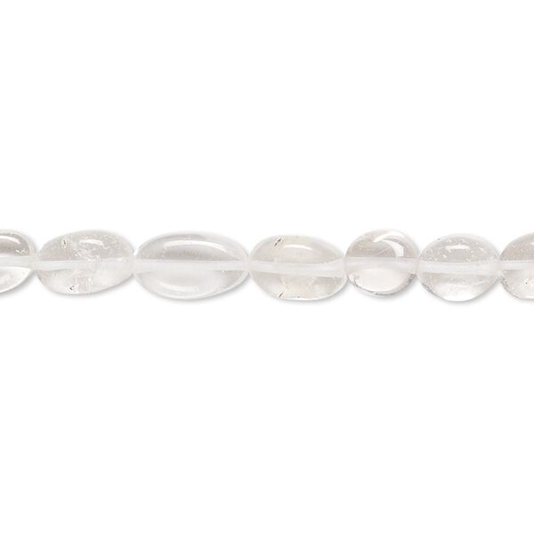 Bead, quartz crystal (natural), 6x5mm-9x6mm hand-cut puffed oval, D grade, Mohs hardness 7. Sold per 14-inch strand. image number 0