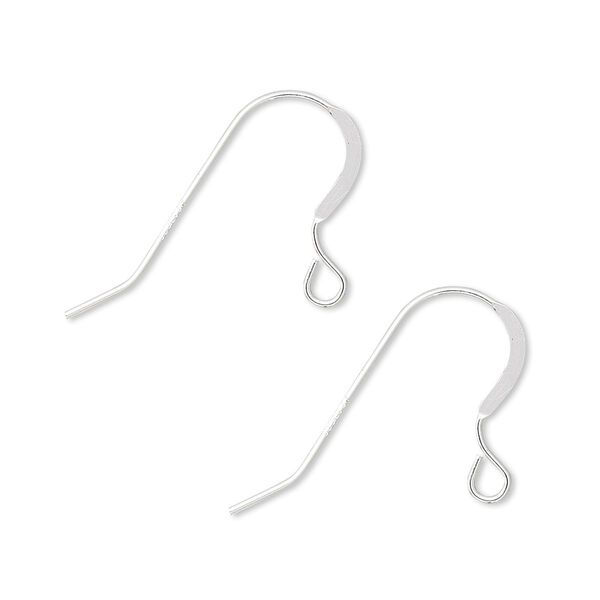 Ear wire, sterling silver-filled, 15mm flat fishhook with open loop, 23 gauge. Sold per pkg of 5 pairs. image number 0