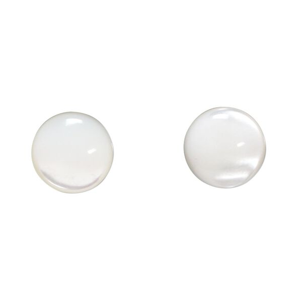 Cabochon, mother-of-pearl shell (bleached), white, 12mm calibrated round, Mohs hardness 3-1/2. Sold per pkg of 2. image number 0
