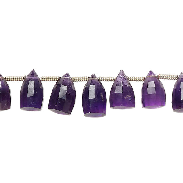 Amethyst 1pkg28, hand-cut top-drilled faceted cone bead natural graduated 6x3mm-10x6mm image number 0
