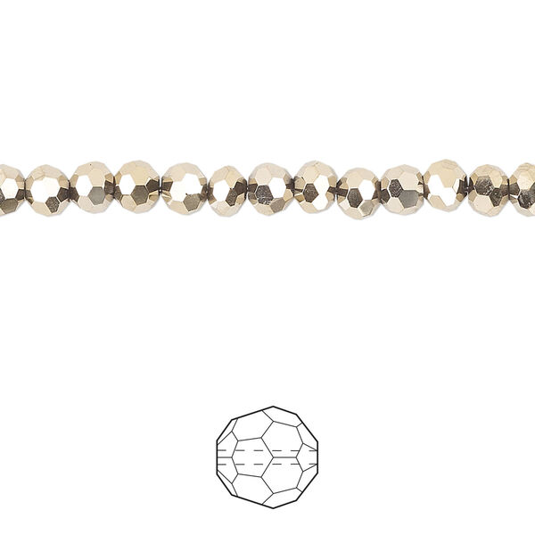 Bead 144pk opaque crystal aurum 2X, Celestial Crystal® 4mm round image number 0