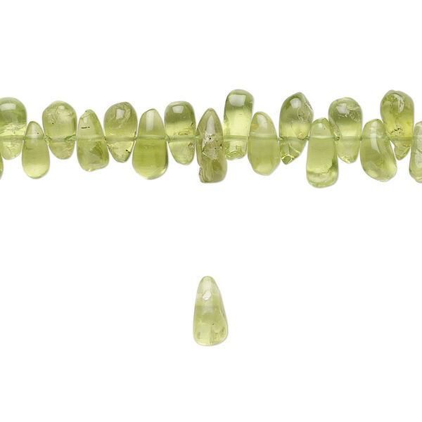 Peridot 1pkg1, hand-cut top-drilled teardrop bead natural 15.5-16 inch 5x4mm-8x5mm image number 0