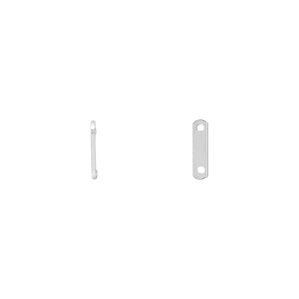 Spacer bar, sterling silver, 8.5x2.5mm 2-strand, 6mm hole to hole. Sold per pkg of 10. image number 0