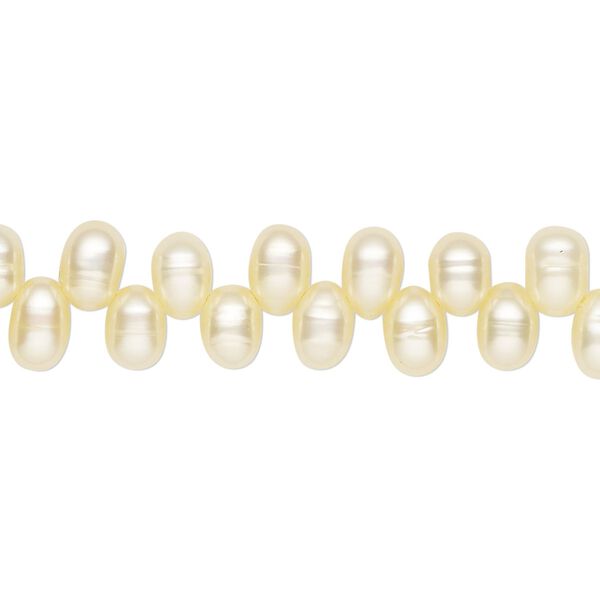 Pearl, cultured freshwater (dyed), jonquil, 6x4mm-7x5mm top-drilled rice with 0.4-0.5mm hole, D grade, Mohs hardness 2-1/2 to 4. Sold per 15-inch strand. image number 0