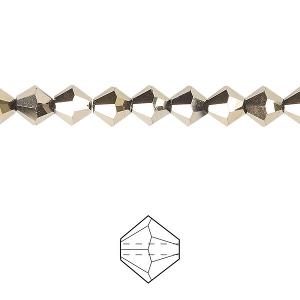 Bead 144pk opaque crystal aurum 2X, Celestial Crystal® 6mm bicone image number 0
