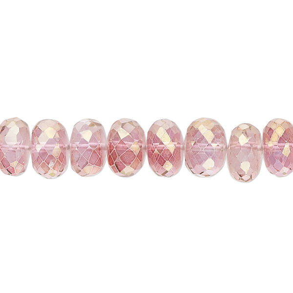 Quartz crystal 1pkg1, hand-cut faceted rondelle bead 7 inch 9x4mm-9x7mm image number 0