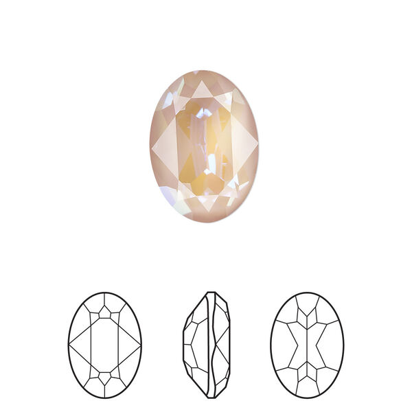 Fancy stone 144pk crystal dusty pink DeLite, Swarovski® 14mm oval 4120 image number 0