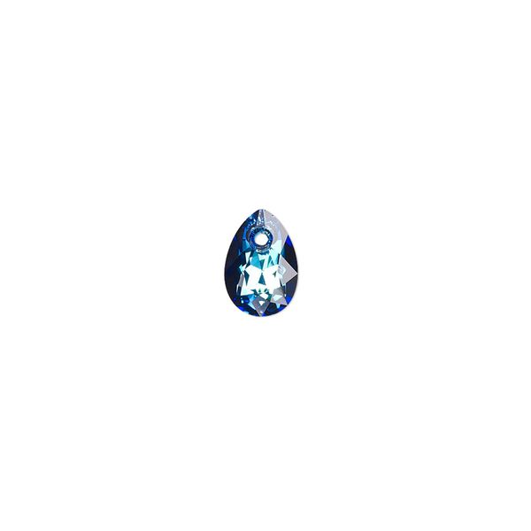 Drop 4pk crystal Bermuda blue P, Crystal Passions® 9x6mm pendant pear cut 6433 image number 0