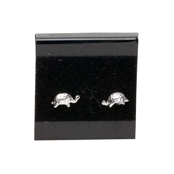 Earring card, flocked plastic, black, 1x1-inch square. Sold per pkg of 25. image number 0