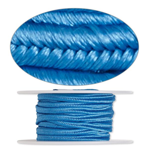 Cord, soutache, polyester, light blue, 3.5mm wide. Sold per 6-yard spool. image number 0