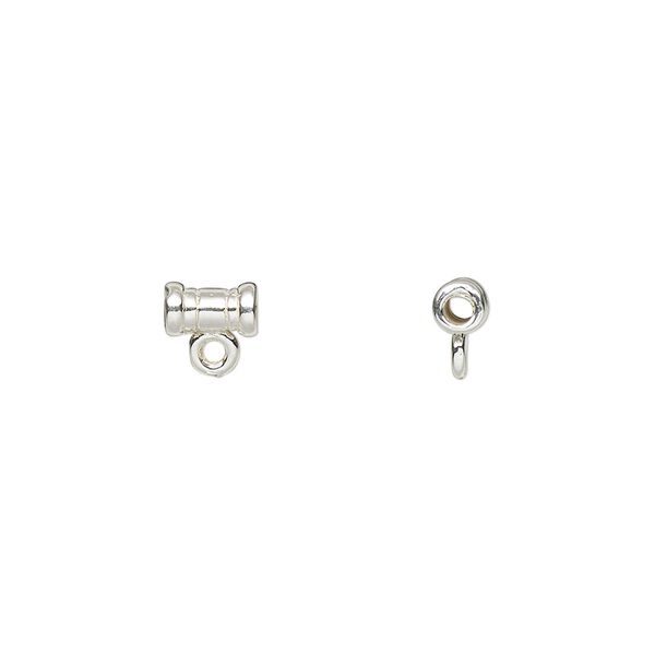 Bead, JBB Findings, sterling silver, 6x4mm round tube with closed loop. Sold individually. image number 0