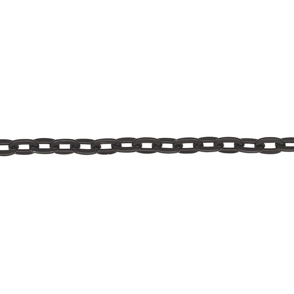 Chain, anodized aluminum, black, 3.1mm flat cable. Sold per pkg of 25 feet. image number 0