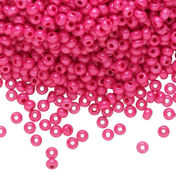 Seed bead, Preciosa Ornela Czech glass, pkg/50g, #8 rocaille, opaque terra intensive dyed pink chalkwhite, (16A77). image number 0
