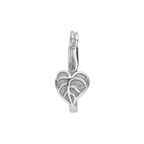 Bail, JBB Findings, donut, antiqued sterling silver, 20x10mm with heart shaped leaf, 18mm grip length. Sold individually. image number 0
