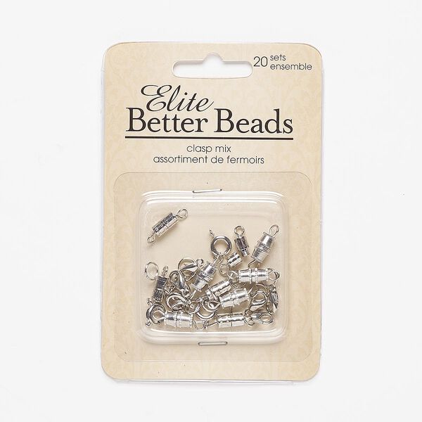 Clasp, silver-finished steel and "pewter" (zinc-based alloy), assorted shape. Sold per pkg of 20. image number 0