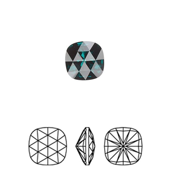 Fancy stone 2pk emerald foil back, Crystal Passions® 10mm rose cut cushion 4471 image number 0