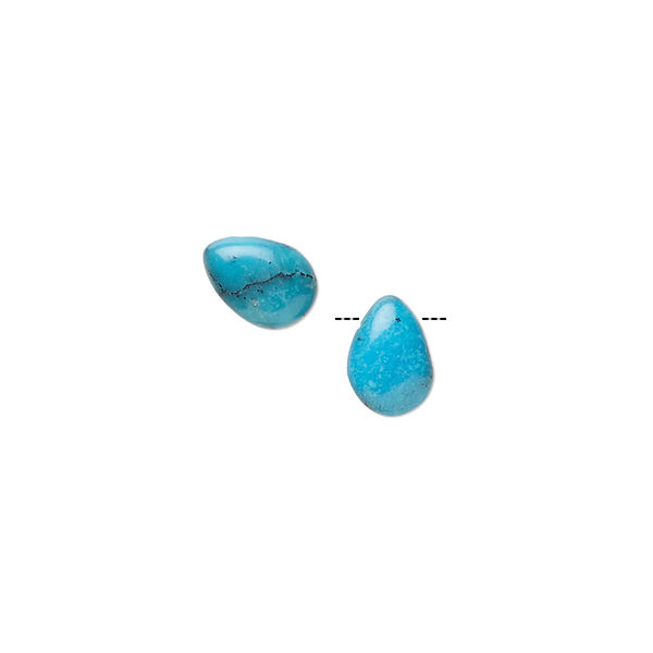 Turquoise 1pkg2, hand-cut top-drilled puffed teardrop bead mix 7x6mm-10x7mm image number 0