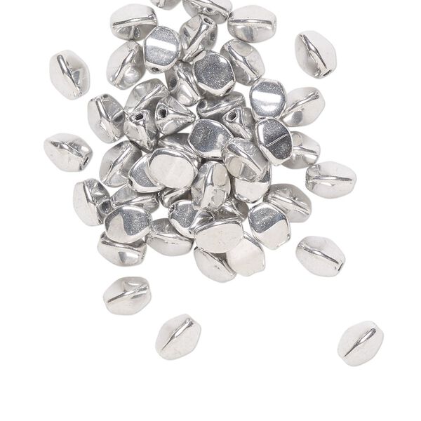 Bead, Preciosa, Czech pressed glass, opaque silver, 5x4mm buckwheat. Sold per pkg of 50. image number 0