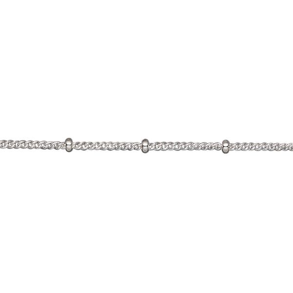 Chain, silver-plated brass, 1.3mm curb and 2x1mm rondelle. Sold per pkg of 5 feet. image number 0