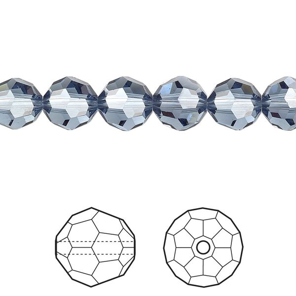 Bead 12pk denim blue, Crystal Passions® 8mm round 5000 image number 0