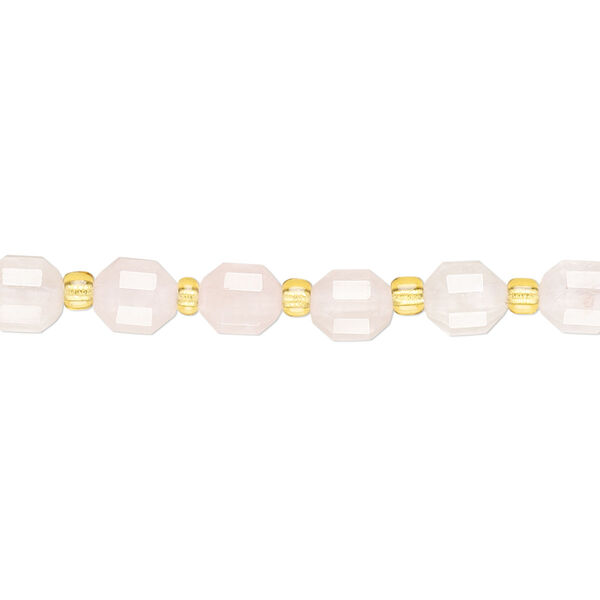 Rose quartz 1pkg1, hand-cut faceted drum bead 8 inch 6mm image number 0