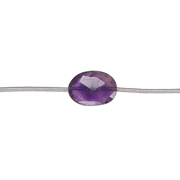 Amethyst 1pkg6, hand-cut faceted oval bead natural B grade, 10x8mm-13x10mm image number 0