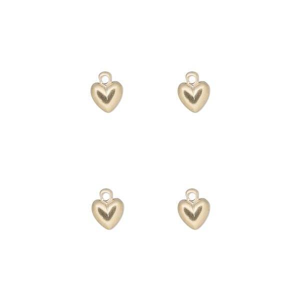 Charm, 14Kt gold-filled, 5x4mm single-sided domed heart. Sold per pkg of 4. image number 0
